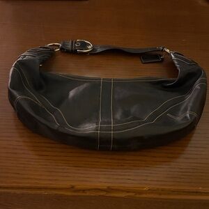 Coach Black Shoulder Bag with Contrast Stitching